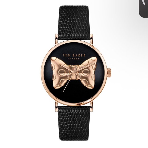 Ted Baker Phylipa Bow Black and Rose Gold Watch NWT - Picture 1 of 6